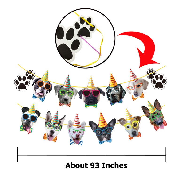 TSJ Dog Birthday Banner, Dog Theme Party Bunting Decoration Puppy Party Supplies for Birthday Party Baby Shower - Image 3